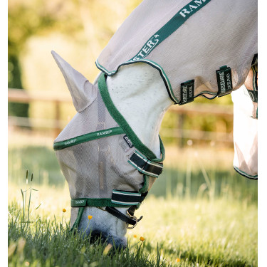 Horseware Rambo Plus Fliegenschutzmaske Beige / Grün Horseware Rambo Plus Fliegenschutzmaske Beige / Grün
