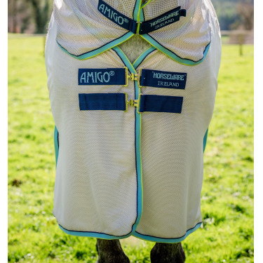 Fliegendecke Horseware Amigo Bug Buster Weiß Kreide / Marine / Dunst Fliegendecke Horseware Amigo Bug Buster Weiß Kreide / Marine / Dunst