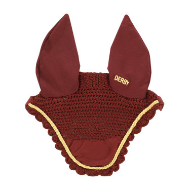 Fliegenhaube Pony Derby Baumwolle Bordeaux / Gold / Bordeaux