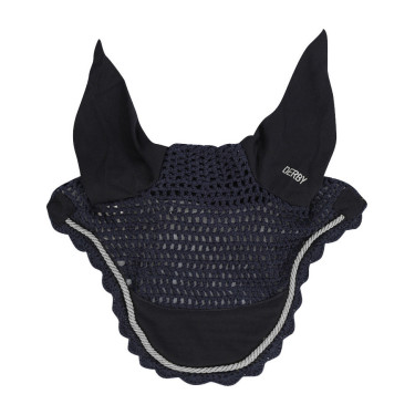 Fliegenhaube Pony Derby Baumwolle Marine / Silber / Marine Blau