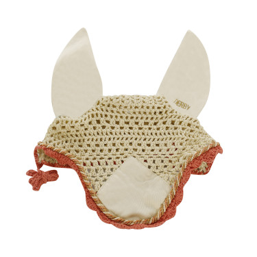 Baumwoll-Fliegenhaube für Pferde Derby Creme / Mehrfarbig / Orange Beige