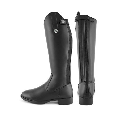 Junior-Reitstiefel Derby mit Reißverschluss hinten aus synthetischem Leder, weiter Wadenbereich Junior-Reitstiefel Derby mit Reißverschluss hinten aus synthetischem Leder, weiter Wadenbereich