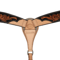 Westernsattelbrustgurt mit dunklem Blumenmuster Pool's Schwarz / Natur Westernsattelbrustgurt mit dunklem Blumenmuster Pool's Schwarz / Natur