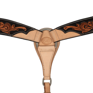 Westernsattelbrustgurt mit dunklem Blumenmuster Pool's Schwarz / Natur
