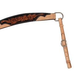 Westernsattelbrustgurt mit dunklem Blumenmuster Pool's Schwarz / Natur