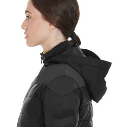 Damen-Daunenjacke mit schmaler Passform und abnehmbarer Kapuze Equestro Schwarz
