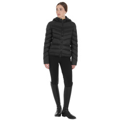 Damen-Daunenjacke mit schmaler Passform und abnehmbarer Kapuze Equestro Schwarz