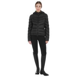 Damen-Daunenjacke mit schmaler Passform und abnehmbarer Kapuze Equestro Schwarz