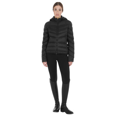 Damen-Daunenjacke mit schmaler Passform und abnehmbarer Kapuze Equestro Schwarz