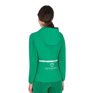 Damen-Daunenjacke aus technischem Materialmix Equestro Überseeblau Grün Damen-Daunenjacke aus technischem Materialmix Equestro Überseeblau Grün