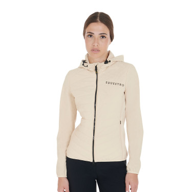 Damen-Daunenjacke aus technischem Materialmix Equestro Beige