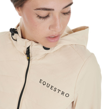 Damen-Daunenjacke aus technischem Materialmix Equestro Beige
