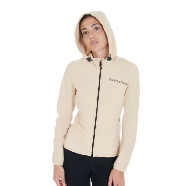 Damen-Daunenjacke aus technischem Materialmix Equestro Beige