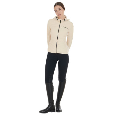 Damen-Daunenjacke aus technischem Materialmix Equestro Beige