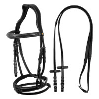Weiches genähtes Ledergebiss Equestro Schwarz Weiches genähtes Ledergebiss Equestro Schwarz