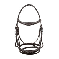 Weiches genähtes Ledergebiss Equestro Dunkelbraun