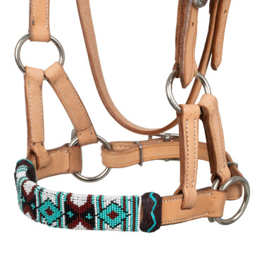 Gebisslose Trense mit verziertem Genickstück und bunten Perlen Pool's Natürlich Braun