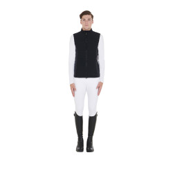 Herrenweste Equestro Slim Fit aus technischem Gewebe Schwarz