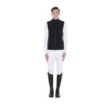 Herrenweste Equestro Slim Fit aus technischem Gewebe Schwarz