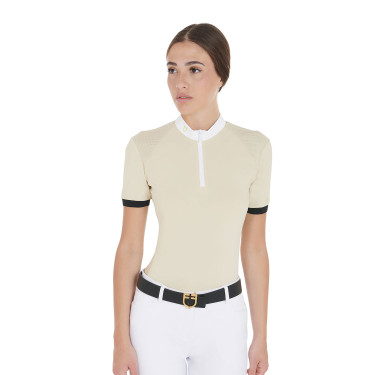 Damen-Wettkampfpoloshirt mit schmaler Passform und kontrastierenden Einsätzen auf den Schultern Equestro Damen-Wettkampfpoloshirt mit schmaler Passform und kontrastierenden Einsätzen auf den Schultern Equestro