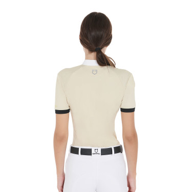 Damen-Wettkampfpoloshirt mit schmaler Passform und kontrastierenden Einsätzen auf den Schultern Equestro Damen-Wettkampfpoloshirt mit schmaler Passform und kontrastierenden Einsätzen auf den Schultern Equestro