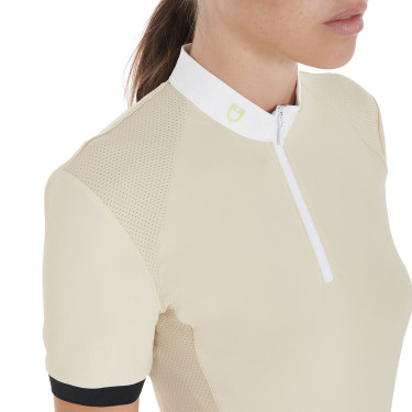 Damen-Wettkampfpoloshirt mit schmaler Passform und kontrastierenden Einsätzen auf den Schultern Equestro Damen-Wettkampfpoloshirt mit schmaler Passform und kontrastierenden Einsätzen auf den Schultern Equestro