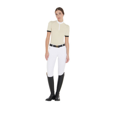 Damen-Wettkampfpoloshirt mit schmaler Passform und kontrastierenden Einsätzen auf den Schultern Equestro Damen-Wettkampfpoloshirt mit schmaler Passform und kontrastierenden Einsätzen auf den Schultern Equestro