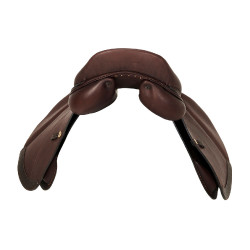 Spring-Sattel Firenze Holzbäume Doppel-Leder Acavallo Dunkelbraun