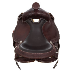 Western-Sattel Beschläge aus Edelstahl, genarbtes Leder und Schlangen-Prägung 2817 Denver Dunkles Öl Braun