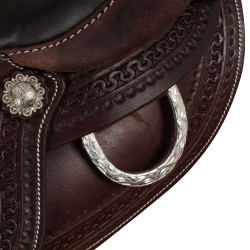 Western-Sattel Beschläge aus Edelstahl, genarbtes Leder und Schlangen-Prägung 2817 Denver Dunkles Öl Braun