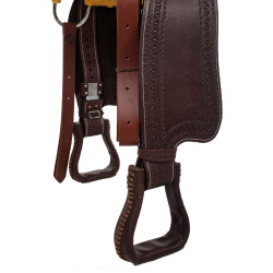 Western-Sattel Beschläge aus Edelstahl, genarbtes Leder und Schlangen-Prägung 2817 Denver Dunkles Öl Braun