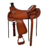 Western-Sattel Wade mit Korbprägung McBryan Kastanie Braun Western-Sattel Wade mit Korbprägung McBryan Kastanie Braun