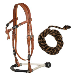 Bicolor Bosal-Set mit Zügeln aus Pferdehaar Pool's