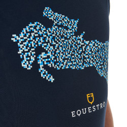 Herren-T-Shirt aus Baumwolle Equestro, Slim Fit, mit Jump-Print Marine Marineblau