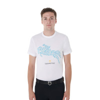 Herren-T-Shirt aus Baumwolle Equestro, Slim Fit, mit Jump-Print Weiß Wei&amp;amp;amp;amp;amp;szlig;