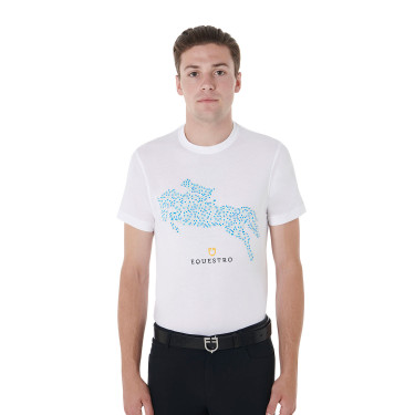 T-Shirt aus Baumwolle Equestro für Herren, Slim Fit, mit Jump-Print T-Shirt aus Baumwolle Equestro für Herren, Slim Fit, mit Jump-Print