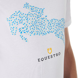 T-shirt en coton Equestro pour homme coupe slim imprimé Jump Blanc T-shirt en coton Equestro pour homme coupe slim imprimé Jump Blanc