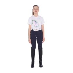 Mädchen-T-Shirt mit Pferdedruck in Interferenz Equestro Weiß Wei&amp;amp;amp;amp;amp;szlig;