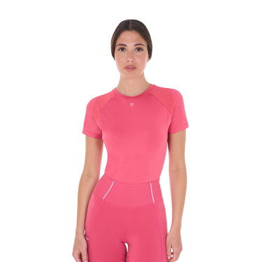 Damen-Trainings-Funktionsshirt Slim Fit Equestro Geißblatt Rosa
