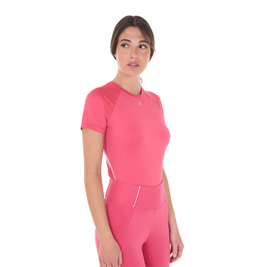Damen-Trainings-Funktionsshirt Slim Fit Equestro Geißblatt Rosa