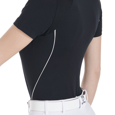 Damen-Trainings-Funktionsshirt Slim Fit Equestro Schwarz