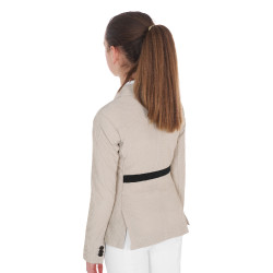 Turnierjacke drei Knöpfe Mädchen aus Mesh Equestro Oxford-Tan Rosa