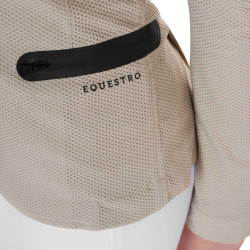 Turnierjacke drei Knöpfe Mädchen aus Mesh Equestro Oxford-Tan Rosa