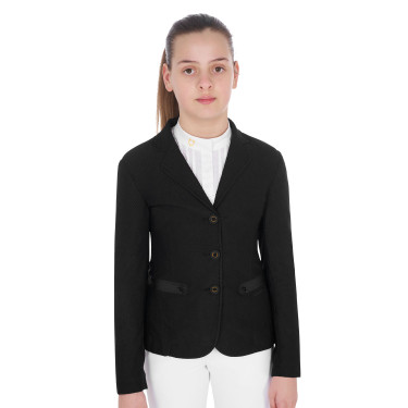Turnierjacke drei Knöpfe Mädchen aus Mesh Equestro Schwarz Turnierjacke drei Knöpfe Mädchen aus Mesh Equestro Schwarz