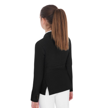 Turnierjacke drei Knöpfe Mädchen aus Mesh Equestro Schwarz Turnierjacke drei Knöpfe Mädchen aus Mesh Equestro Schwarz