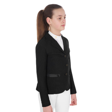 Turnierjacke drei Knöpfe Mädchen aus Mesh Equestro Schwarz Turnierjacke drei Knöpfe Mädchen aus Mesh Equestro Schwarz