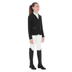 Turnierjacke drei Knöpfe Mädchen aus Mesh Equestro Schwarz Turnierjacke drei Knöpfe Mädchen aus Mesh Equestro Schwarz