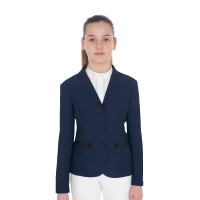 Turnierjacke drei Knöpfe Mädchen aus Mesh Equestro Marine Marineblau