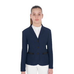 Turnierjacke drei Knöpfe Mädchen aus Mesh Equestro Marine Marineblau