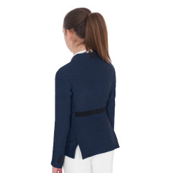 Turnierjacke drei Knöpfe Mädchen aus Mesh Equestro Marine Marineblau